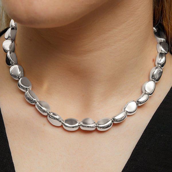 Jon Richard Silver Plated Polished Nugget Allway Necklace
