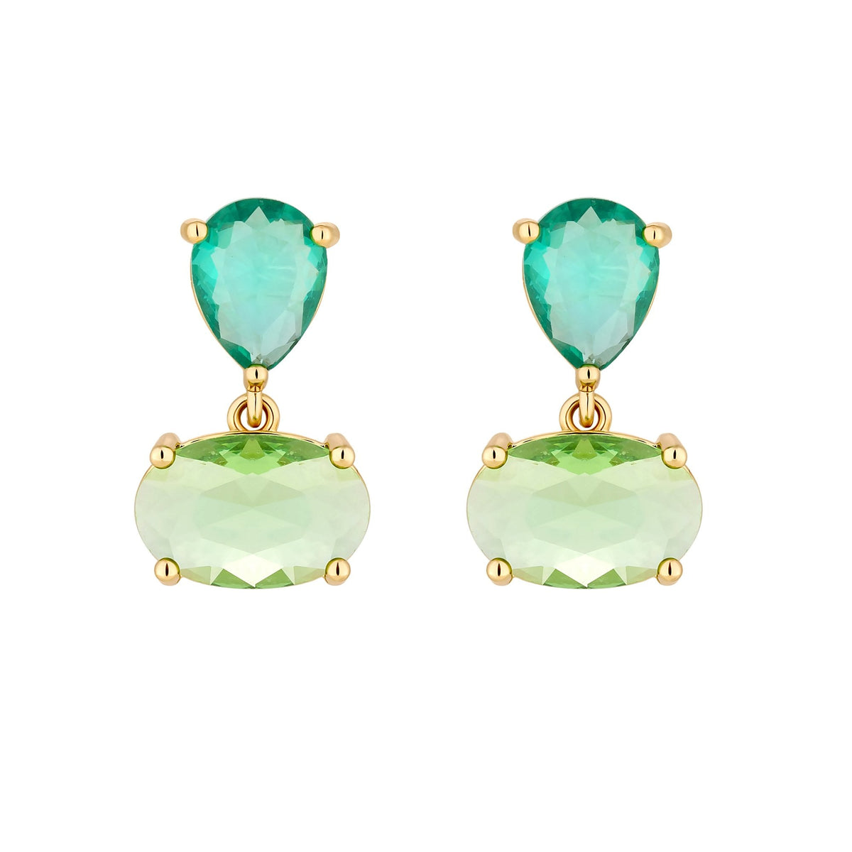 Jon Richard Gold Plated Cubic Zirconia Green Tonal Drop Earrings
