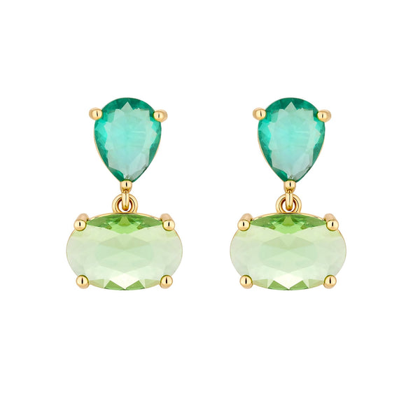 Jon Richard Gold Plated Cubic Zirconia Green Tonal Drop Earrings