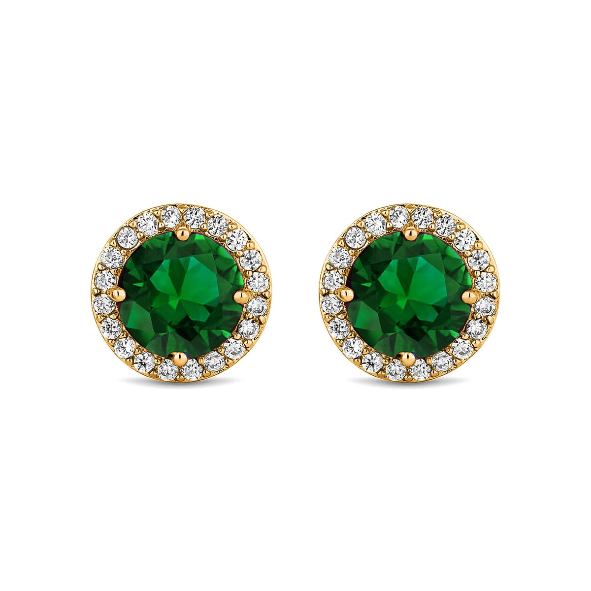 Jon Richard Gold Plated Cubic Zirconia Green Stud Earrings