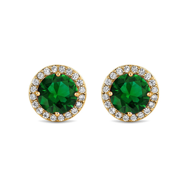Jon Richard Gold Plated Cubic Zirconia Green Stud Earrings