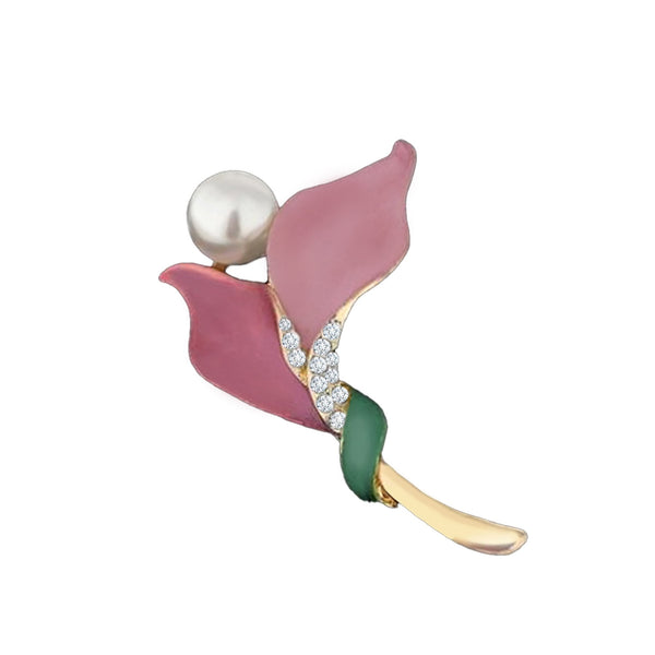 Jon Richard Gold Plated Pink Enamel Floral Brooch - Gift Boxed