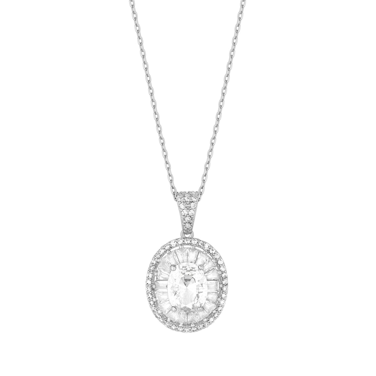 Jon Richard Rhodium Plated Cubic Zirconia Statement Crystal Pendant Necklace - Gift Boxed