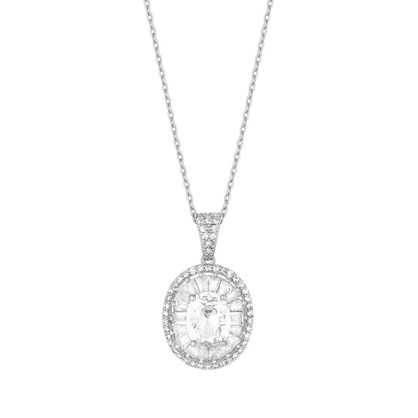 Jon Richard Rhodium Plated Cubic Zirconia Statement Crystal Pendant Necklace - Gift Boxed