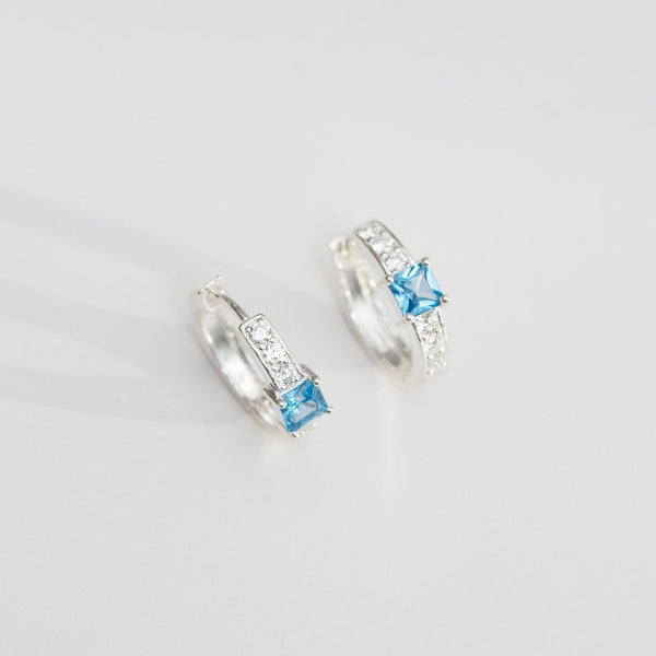 Jon Richard Silver Plated Aqua Huggie Earrings