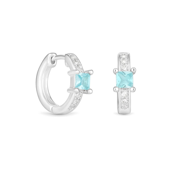 Jon Richard Silver Plated Aqua Huggie Earrings