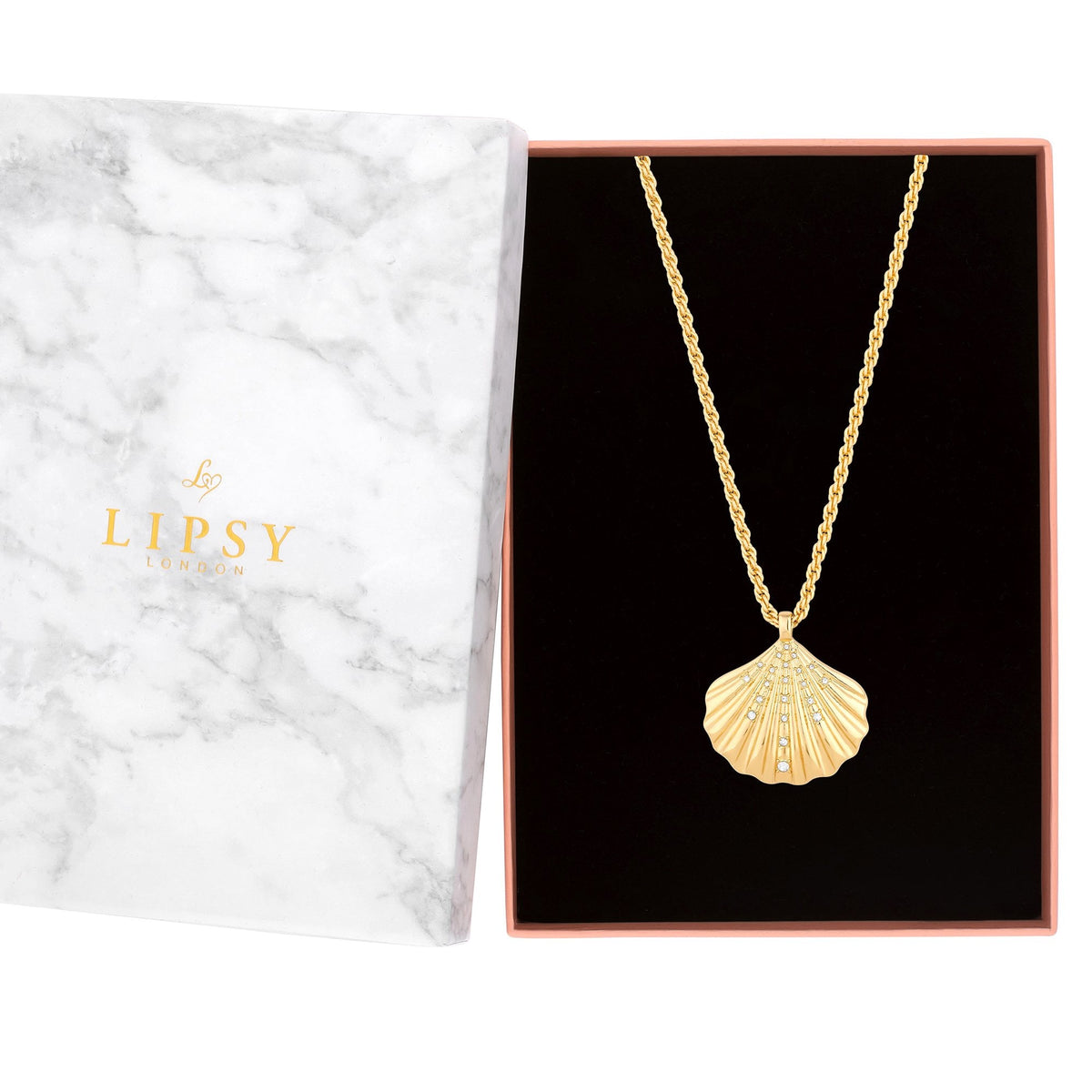Lipsy Gold Oversized Shell Necklace - Gift Boxed