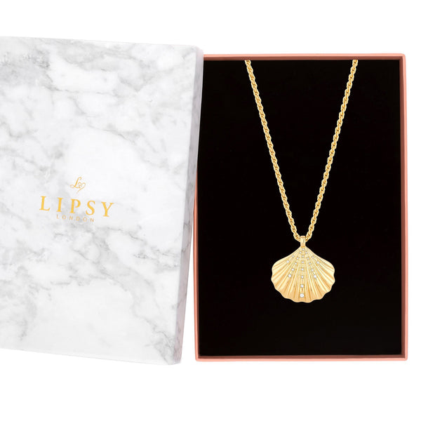 Lipsy Gold Oversized Shell Necklace - Gift Boxed