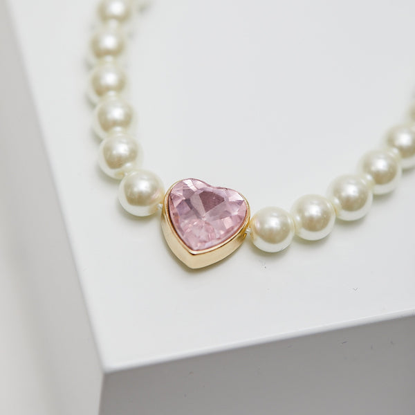Lipsy Pearl Pink Heart Bracelet - Gift Boxed