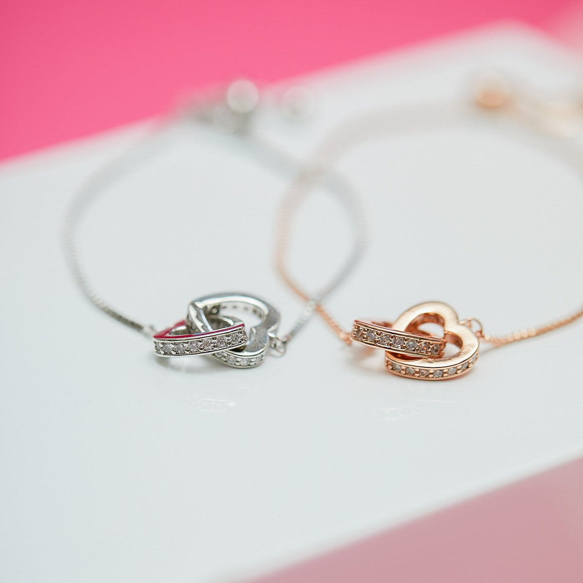 Silver Plated Clear Crystal Heart Bracelet