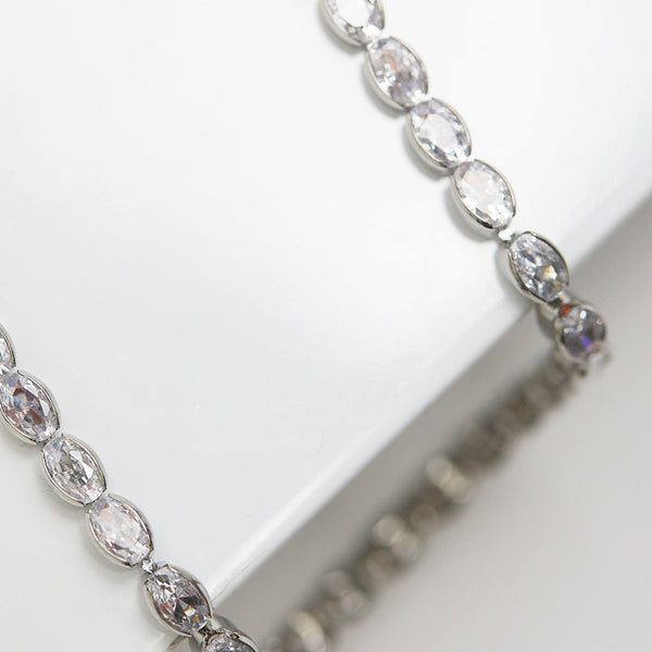 Jon Richard Rhodium Plated And Cubic Zirconia Tennis Necklace - Gift Boxed