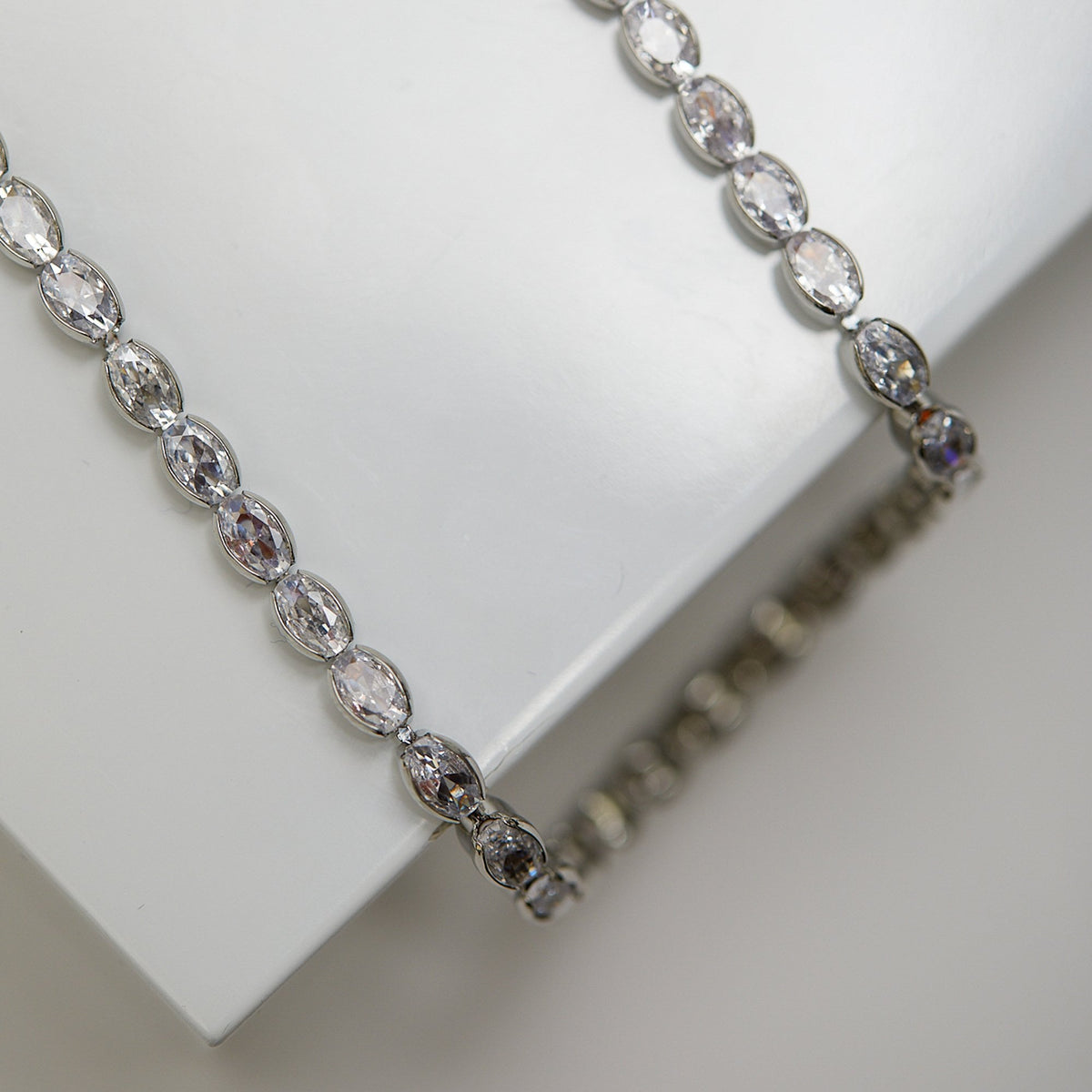 Jon Richard Rhodium Plated And Cubic Zirconia Tennis Necklace - Gift Boxed