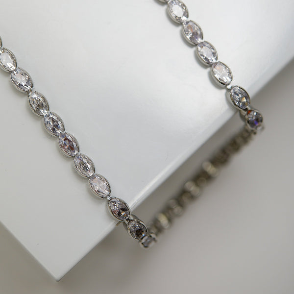 Jon Richard Rhodium Plated And Cubic Zirconia Tennis Necklace - Gift Boxed