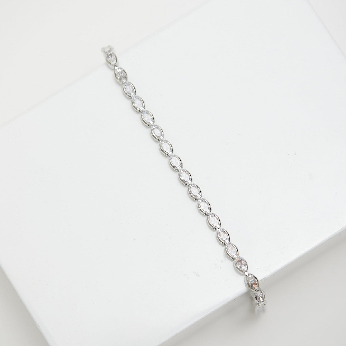 Jon Richard Rhodium Plated And Cubic Zirconia Tennis Bracelet - Gift Boxed