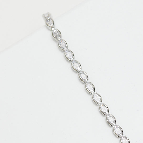 Jon Richard Rhodium Plated And Cubic Zirconia Tennis Bracelet - Gift Boxed