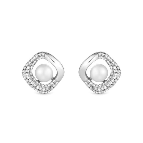 Jon Richard Silver Plated Freshwater Pearl Centre Stud Earrings