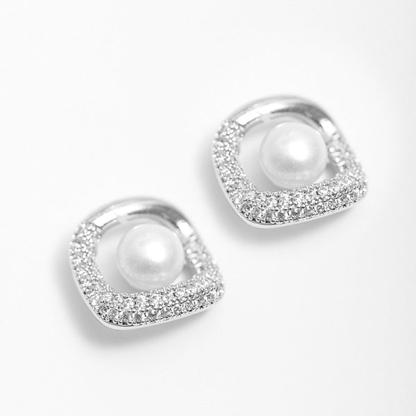 Jon Richard Silver Plated Freshwater Pearl Centre Stud Earrings