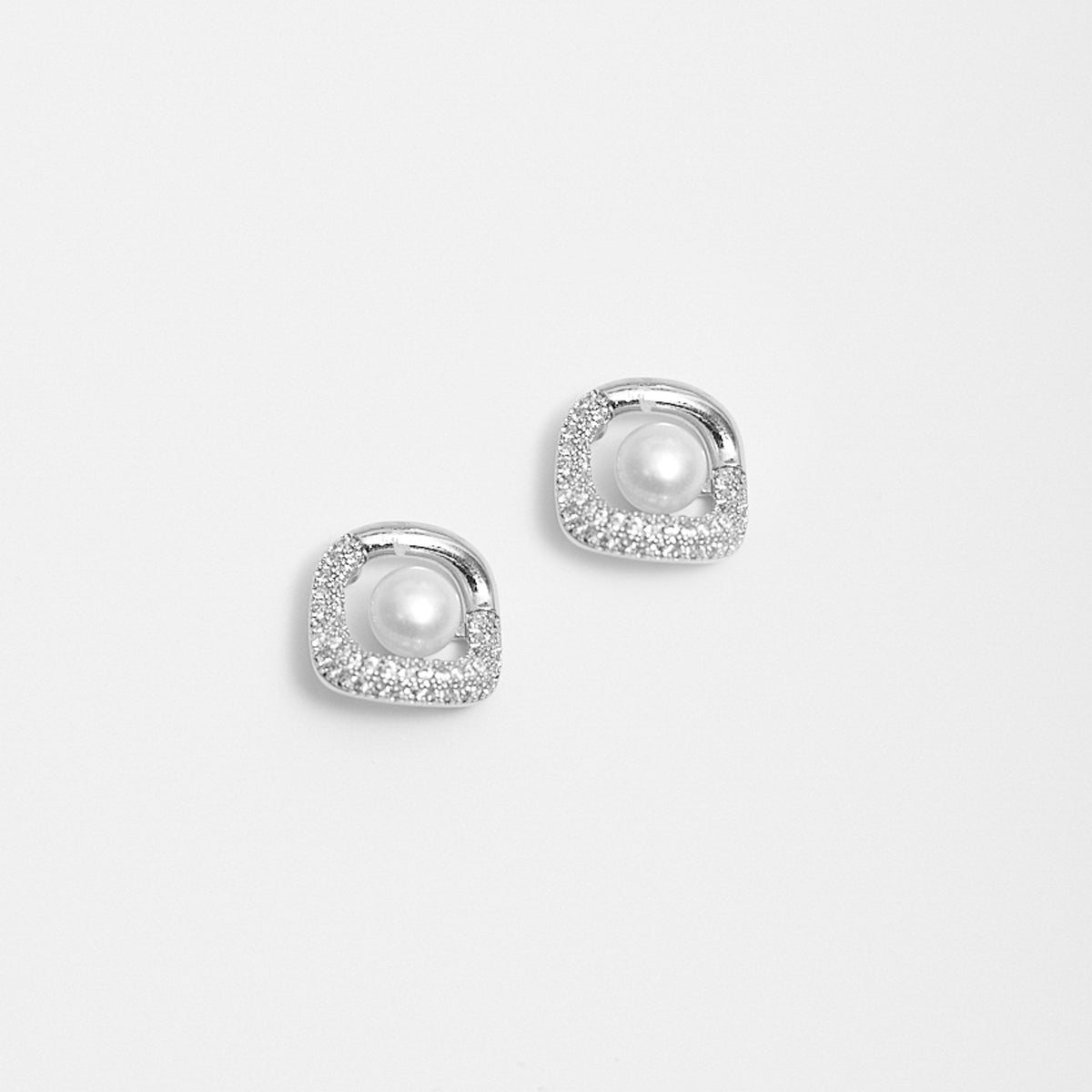 Jon Richard Silver Plated Freshwater Pearl Centre Stud Earrings