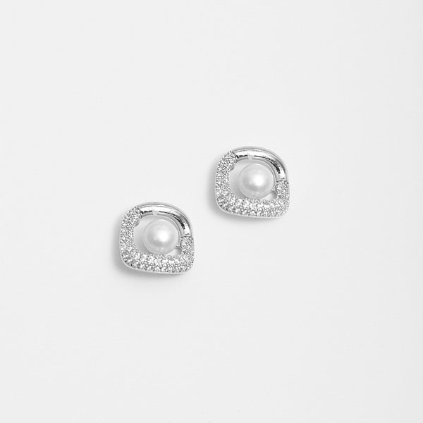 Jon Richard Silver Plated Freshwater Pearl Centre Stud Earrings