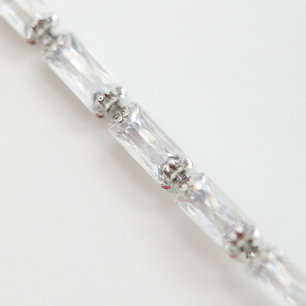 Jon Richard Rhodium Plated Cubic Zirconia Long Pearl Drop Earrings