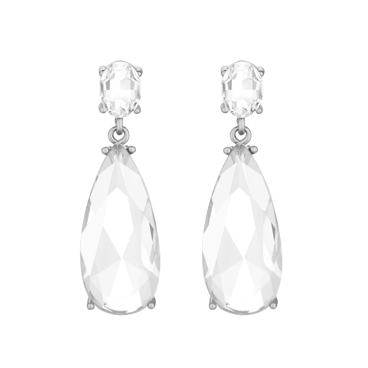 Jon Richard Rhodium Plated Cubic Zirconia Peardrop Earrings