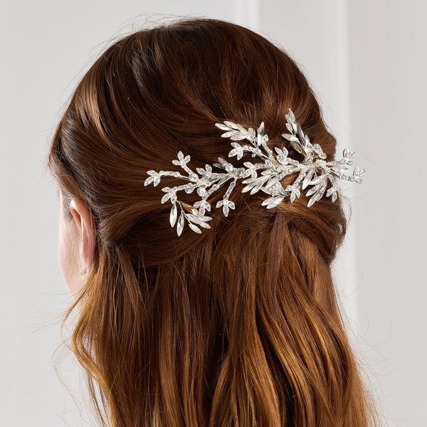 Jon Richard Silver Plated Crystal Leaf Side Tiara