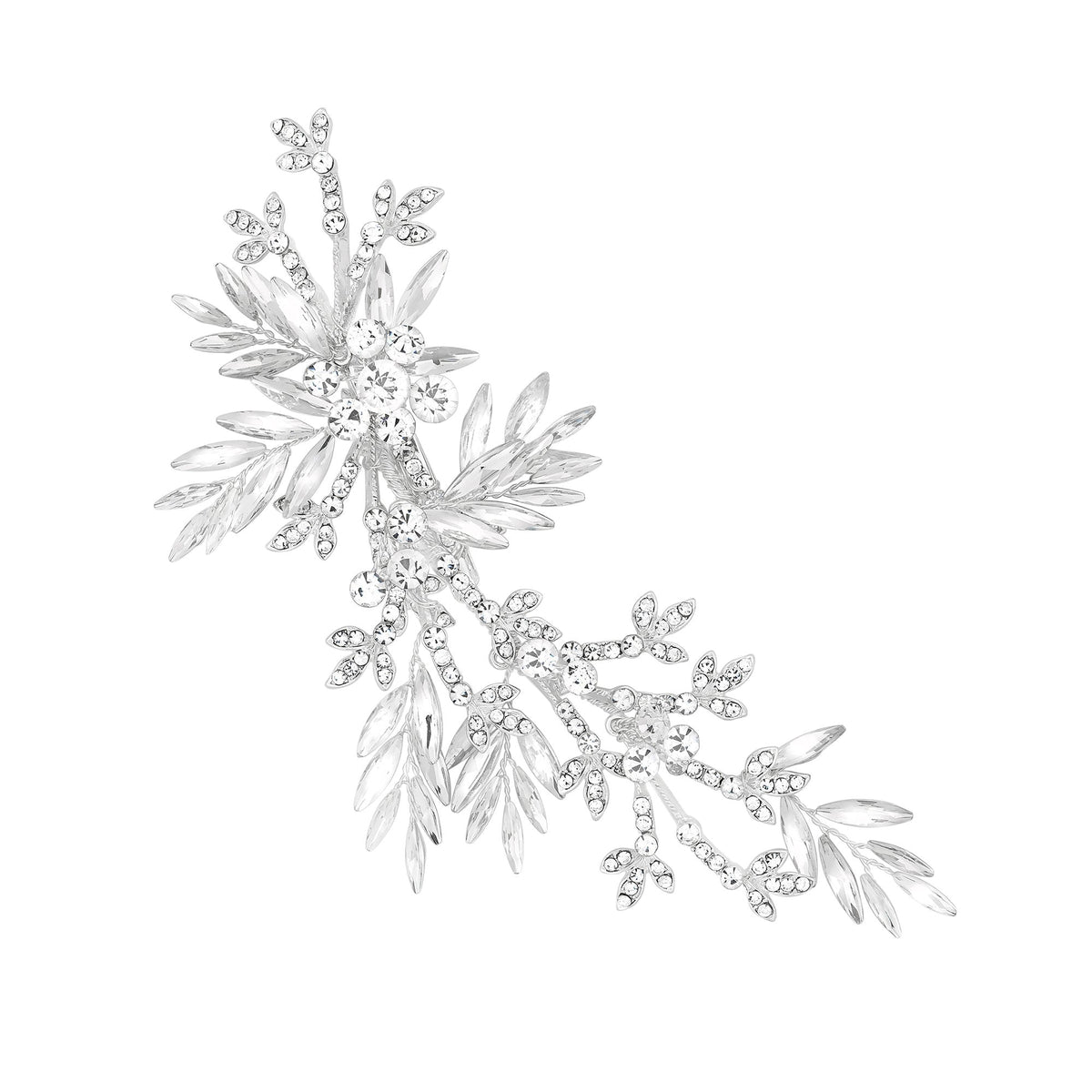 Jon Richard Silver Plated Crystal Leaf Side Tiara