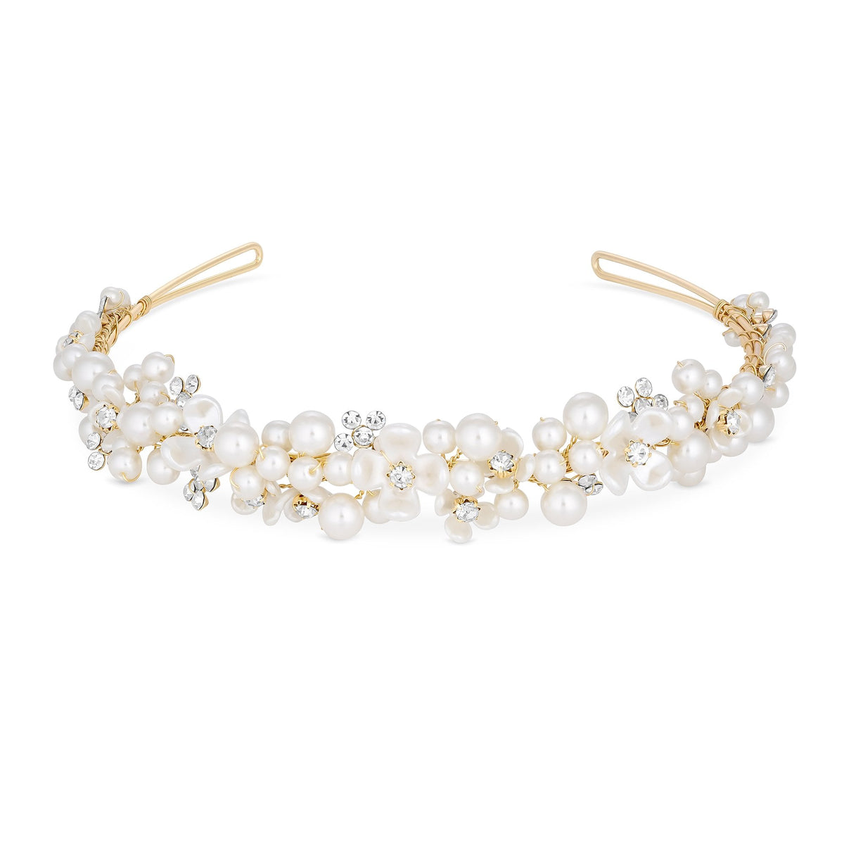 Jon Richard Gold Plated White Floral Tiara - Gift Pouch