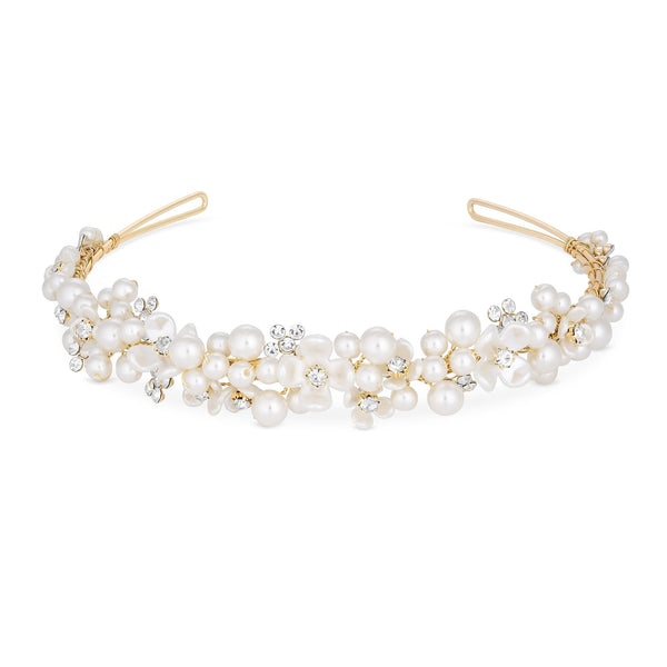 Jon Richard Gold Plated White Floral Tiara - Gift Pouch