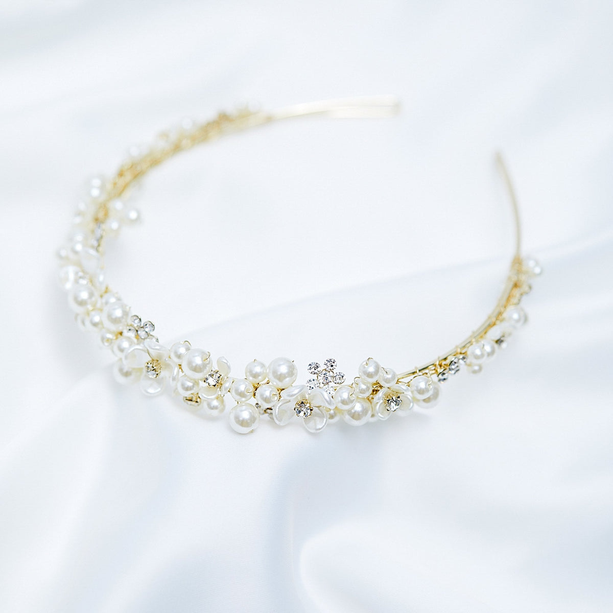 Jon Richard Gold Plated White Floral Tiara - Gift Pouch