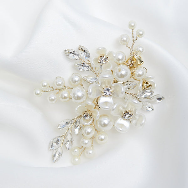 Jon Richard Gold Plated White Floral Hair Clip - Gift Pouch