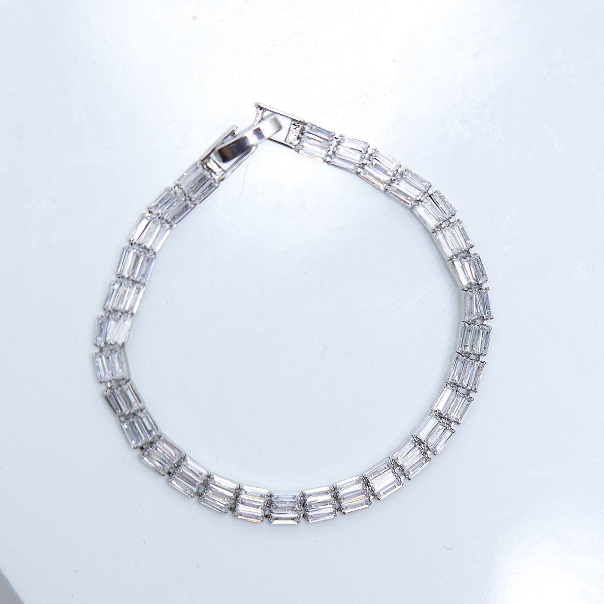 Jon Richard Rhodium Plated Multi Baguette Bracelet