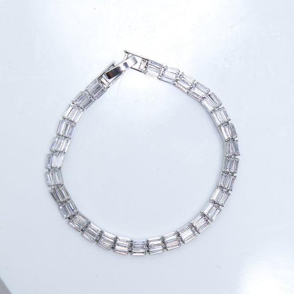 Jon Richard Rhodium Plated Multi Baguette Bracelet
