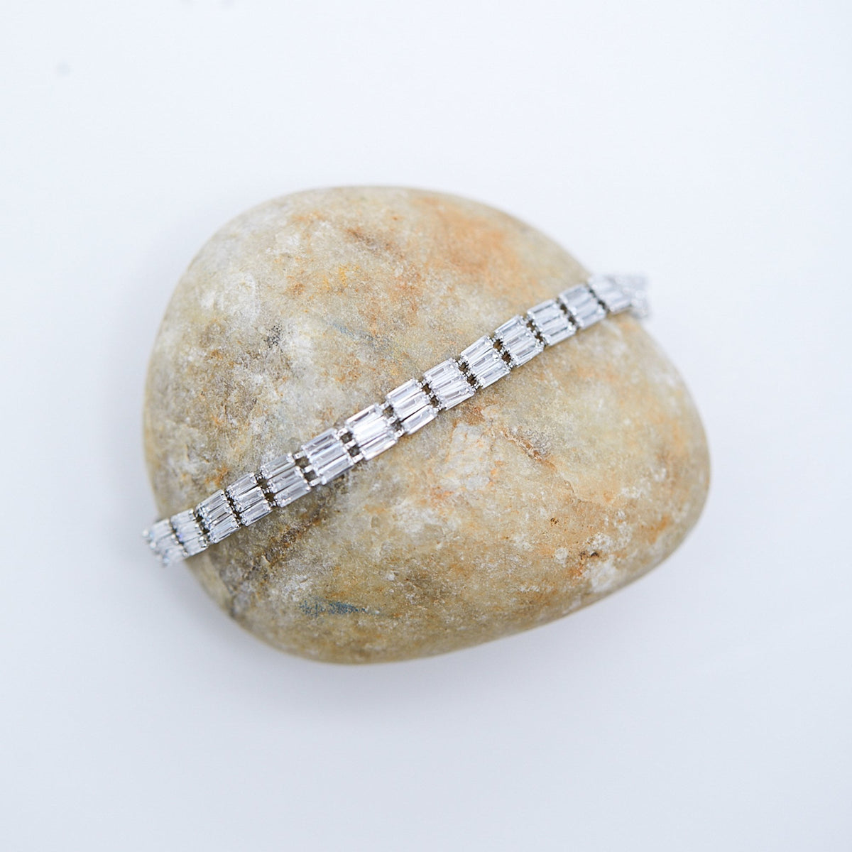 Jon Richard Rhodium Plated Multi Baguette Bracelet