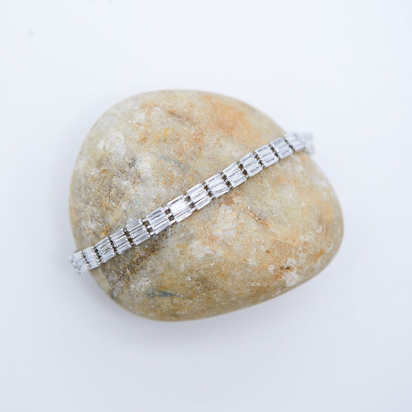 Jon Richard Rhodium Plated Multi Baguette Bracelet