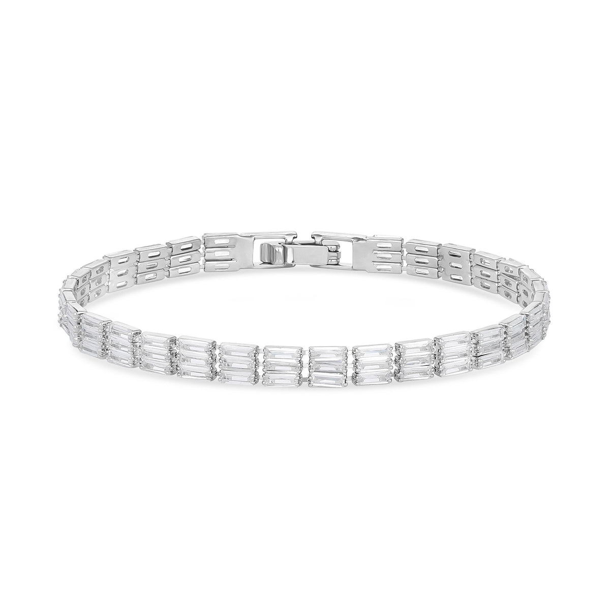 Jon Richard Rhodium Plated Multi Baguette Bracelet