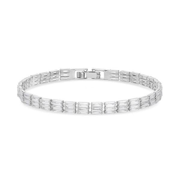 Jon Richard Rhodium Plated Multi Baguette Bracelet