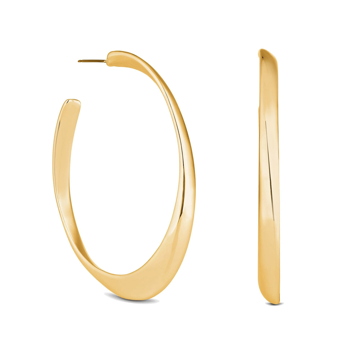 Mood Gold Recycled Polished Oval Hoop Earrings