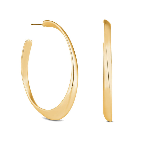 Mood Gold Recycled Polished Oval Hoop Earrings