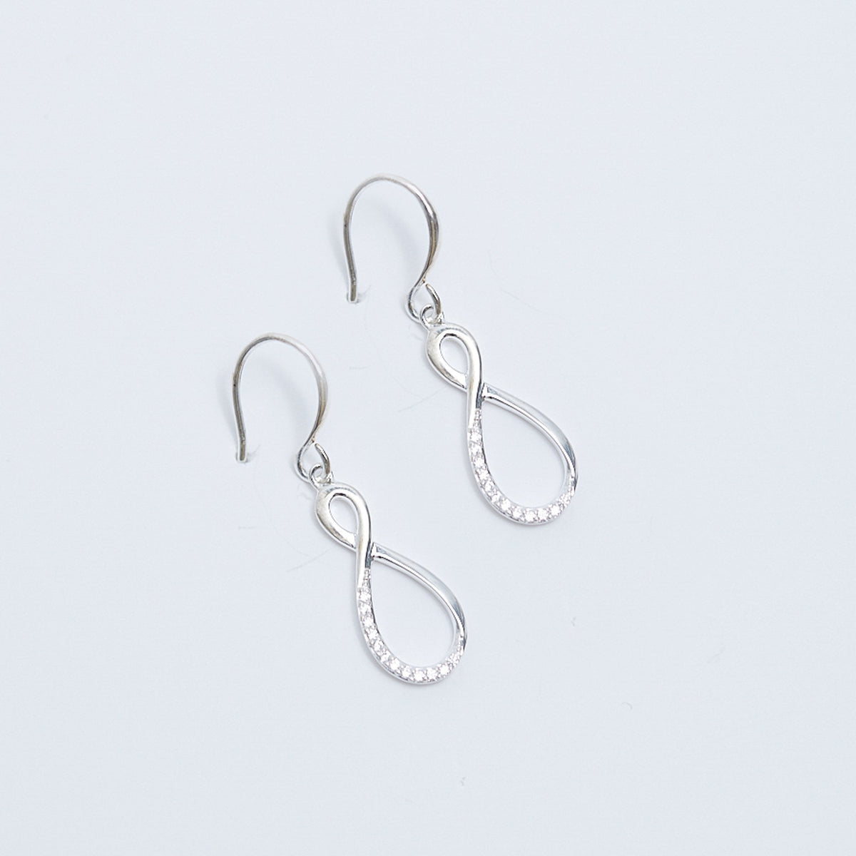Simply Silver Sterling Silver 925 Polished And Cubic Zirconia Infinity Drop Earrings