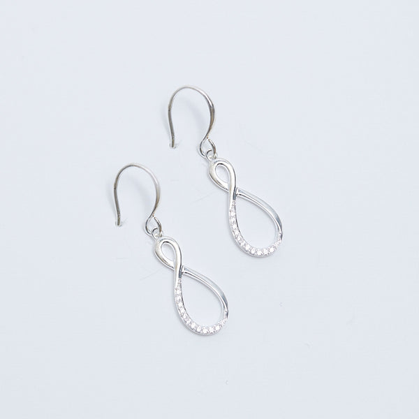 Simply Silver Sterling Silver 925 Polished And Cubic Zirconia Infinity Drop Earrings