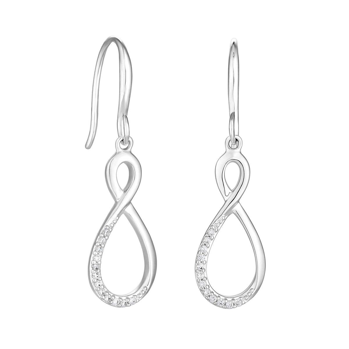Simply Silver Sterling Silver 925 Polished And Cubic Zirconia Infinity Drop Earrings