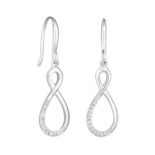 Simply Silver Sterling Silver 925 Polished And Cubic Zirconia Infinity Drop Earrings