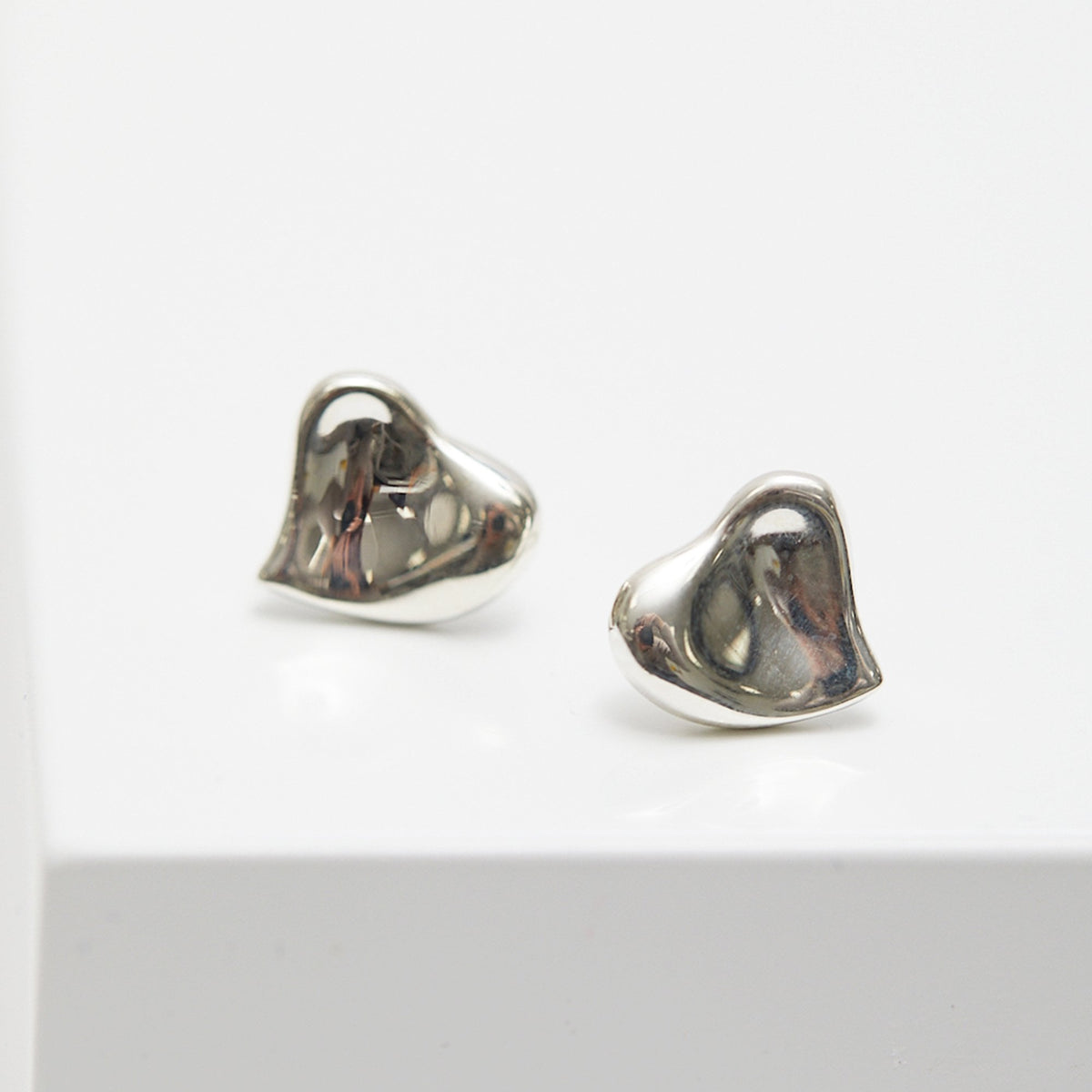 Simply Silver Sterling Silver 925 Thumbprint Heart Stud Earrings