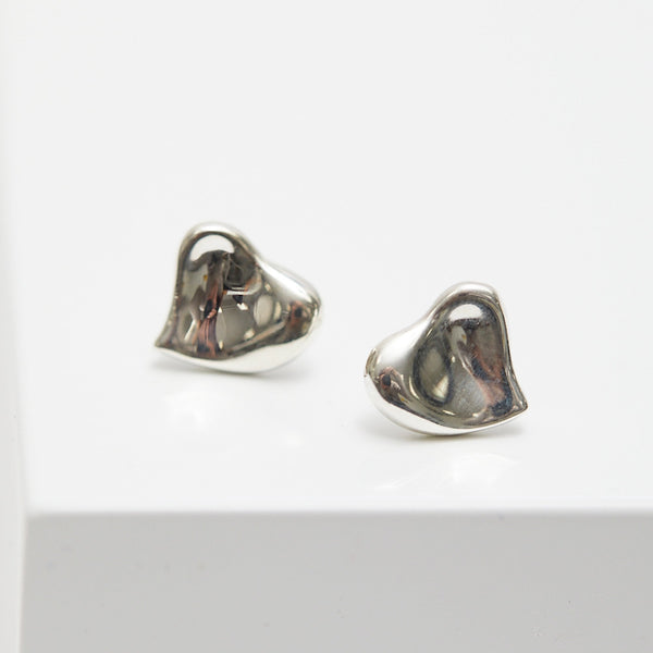 Simply Silver Sterling Silver 925 Thumbprint Heart Stud Earrings