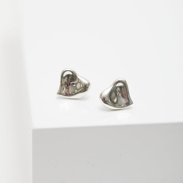 Simply Silver Sterling Silver 925 Thumbprint Heart Stud Earrings