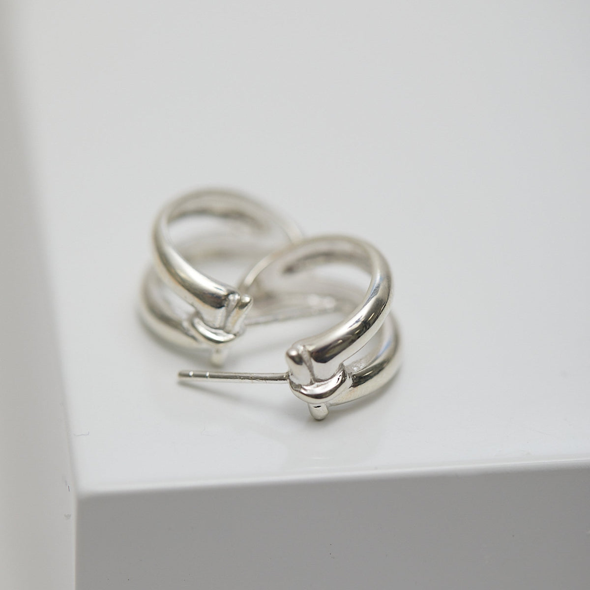 Simply Silver Sterling Silver 925 Double Row Small Hoop Earrings