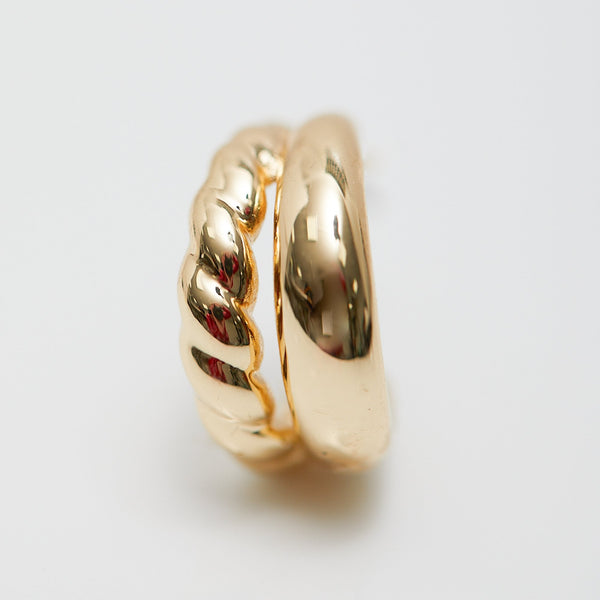 Jon Richard Gold Plated Stainless Steel Polished And Textured Hoop Earrings