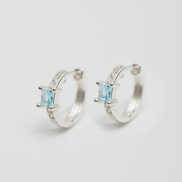 Jon Richard Silver Plated Aqua Huggie Earrings