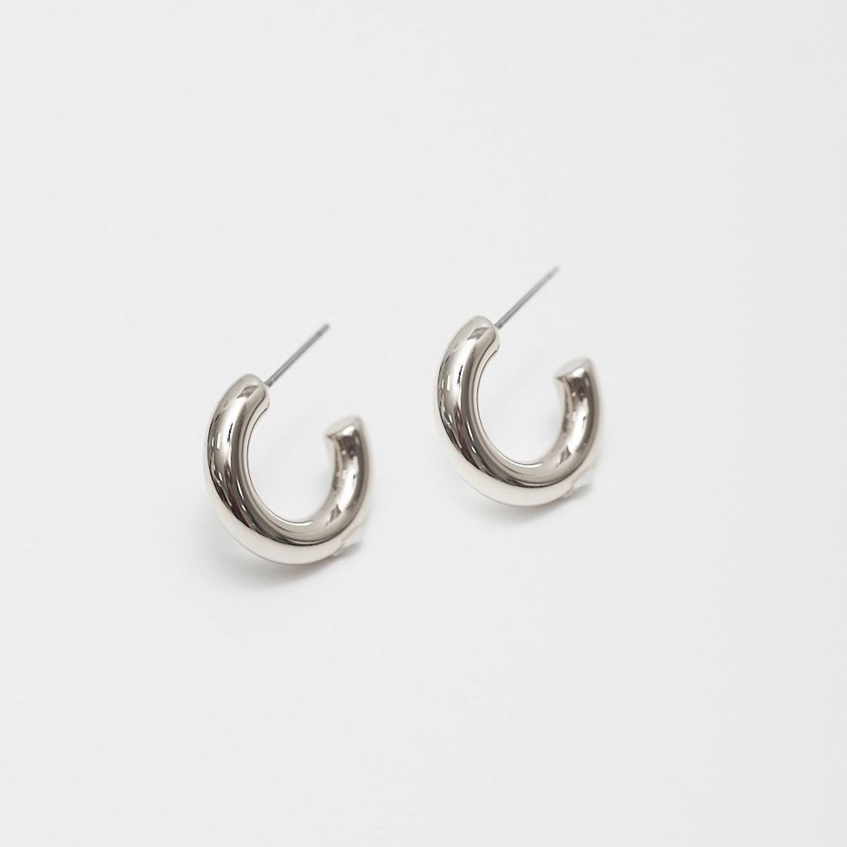 Jon Richard Silver Plated Polished Stainless Steel Hoop Earrings
